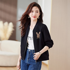 今年流行女士短款外套春秋2024新款气质修身小个子夹克棒球服上衣，女装短外套，美沁