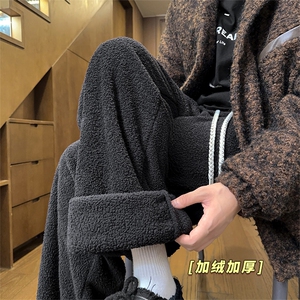 羊羔绒阔腿裤冬季加绒加厚保暖棉裤外穿抽绳裤 5D2121-TP3569图片