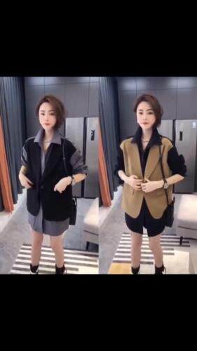 假两件套，俩色俩码，水洗拼接西装面料，女装西装，魅影菲怡