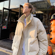假两件双拉链PU棉衣立领棉衣加厚棉袄子美式复古面包服外套-M918，男装棉衣，电商A020