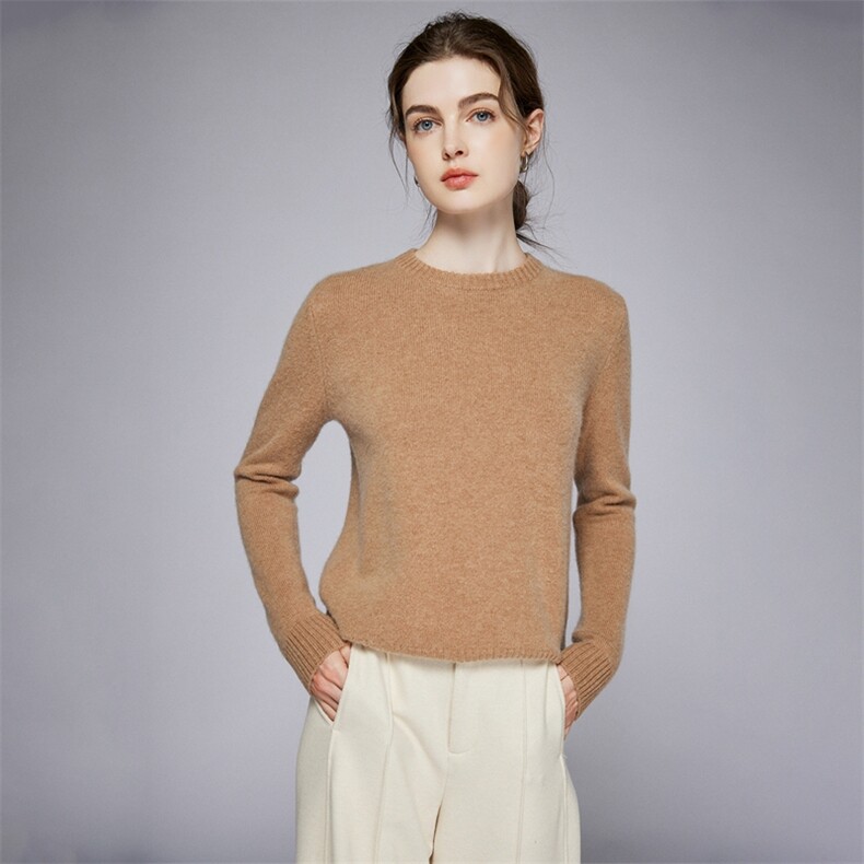 2025年秋季常规款舒适时尚百搭通勤圆领，女装针织衫/毛衣，宛咚羊绒