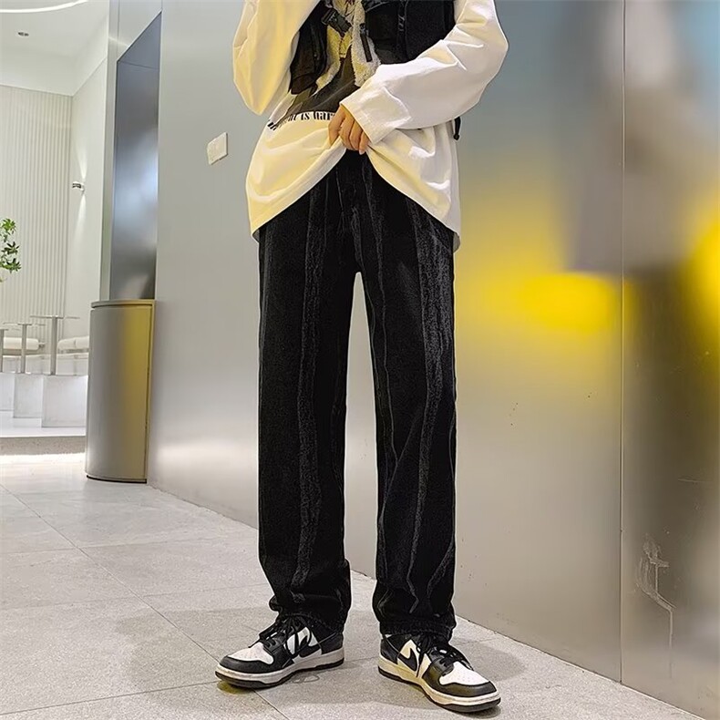欧美hiphop裤子高街ins扎染阔腿牛仔裤男女秋冬直筒长裤NK707-P40,男装牛仔裤,星座1008
