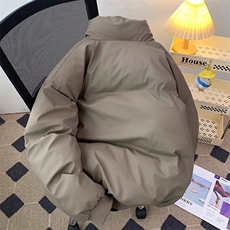 现货5W件冬季三防重磅硬挺boxy短款羽绒立领PU皮棉衣外套加厚棉服，男装棉衣，电商A486