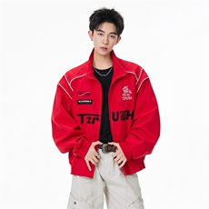 美式休闲夹克春秋设计感男女同款立领刺绣短款机车外套，男装夹克，星座216-1