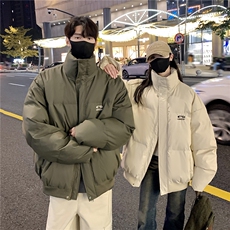 情侣冬装港风PU软皮棉服刺绣logo棉衣休闲加厚外套男G1103P128，男装棉衣，电商A339