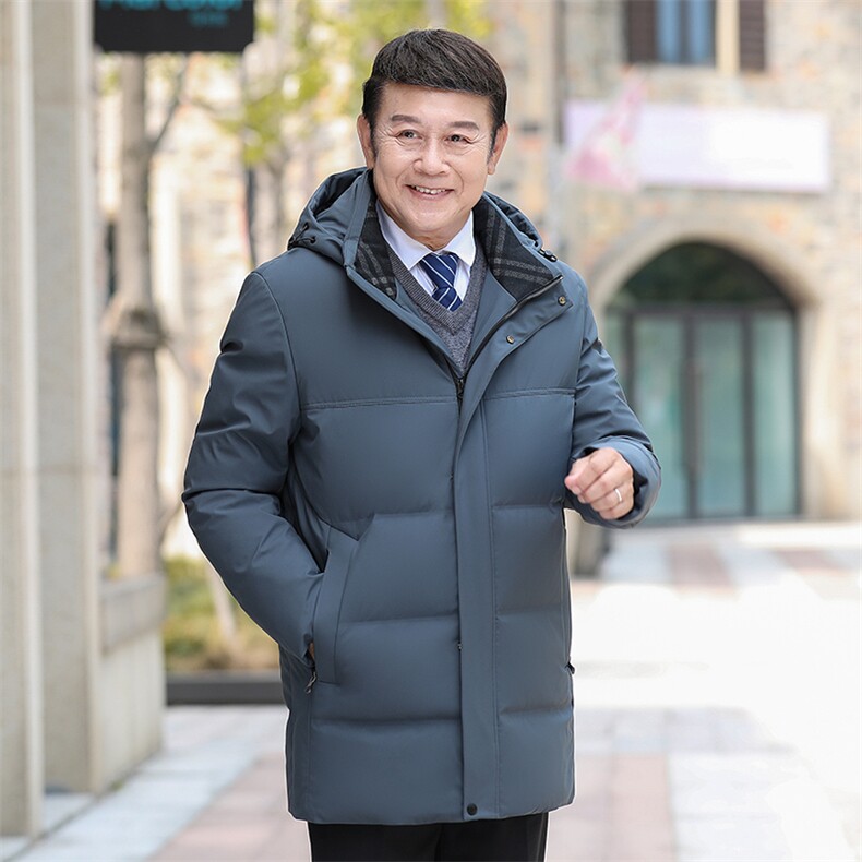 大货可拆卸帽中老年羽绒服外套男加厚爸爸装白鸭绒羽绒服大衣图片
