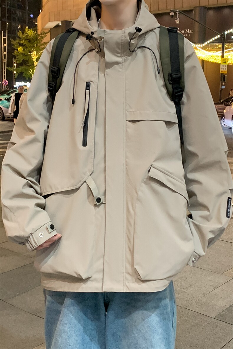 AJ136-P98冬季加绒加厚连帽冲锋衣防风防水插色拼接棉衣外套,男装棉衣,星座109