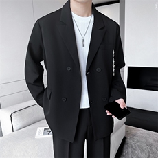 23/秋轻熟风西装外套男士韩版宽松双排扣西服上衣A210-XZ03-p95，男装西服，电商A210
