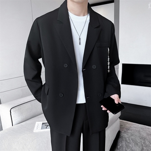 23/秋 轻熟风西装外套男士韩版宽松双排扣西服上衣 A210-XZ03-p95图片