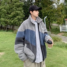 宽松羊羔毛保暖拼色棉衣立领棉衣216-2-BK55-P125控158加厚，男装棉衣，星座716-1