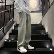 加绒加厚牛仔裤男黄泥色宽松直筒阔腿裤牛仔裤JR630-P48，男装牛仔裤，星座1001-1