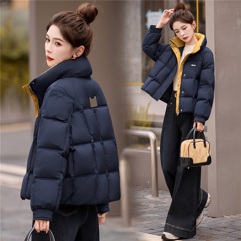 2025年冬季90白鸭绒撞色羽绒服，女装羽绒服，艾尚靓装