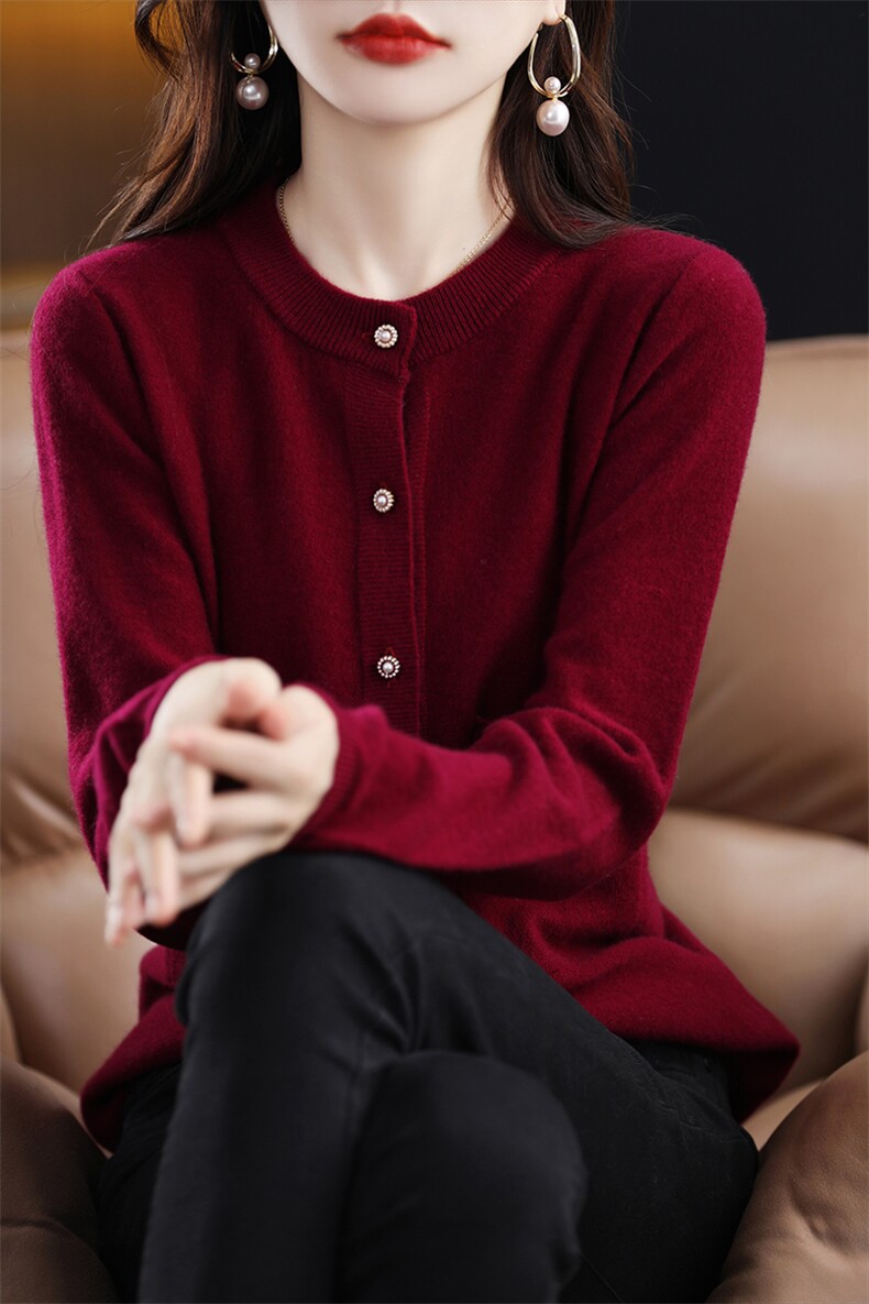 女短款2024秋新款潮针织羊毛开衫外套女洋气小个子,女装羊毛衫,斯尔特羊绒