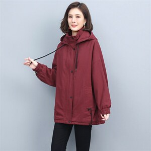 2025年冬季时尚潮流中长款休闲加绒加厚刺绣派克服,女装派克服,独衣靓