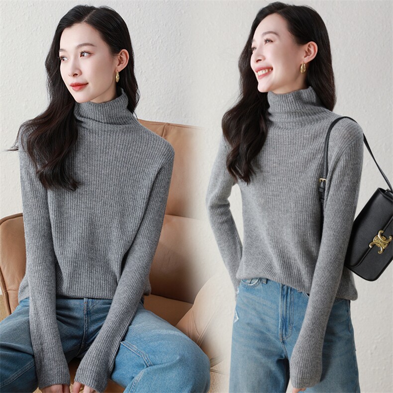 高领羊绒衫100%纯山羊绒打底衫修身显瘦秋冬新款内搭,女装羊绒衫,阿舍尔精品