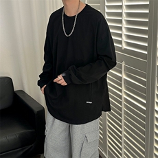 2025现货纯棉长袖T恤设计感宽松休闲打底上衣A351-AT2527-P55，男装T恤，电商A351