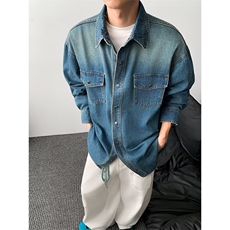 高品质牛仔长袖衬衫男休闲工装衬衣潮痞帅外套XZ212-QCS1035-P70，男装衬衫，星座212