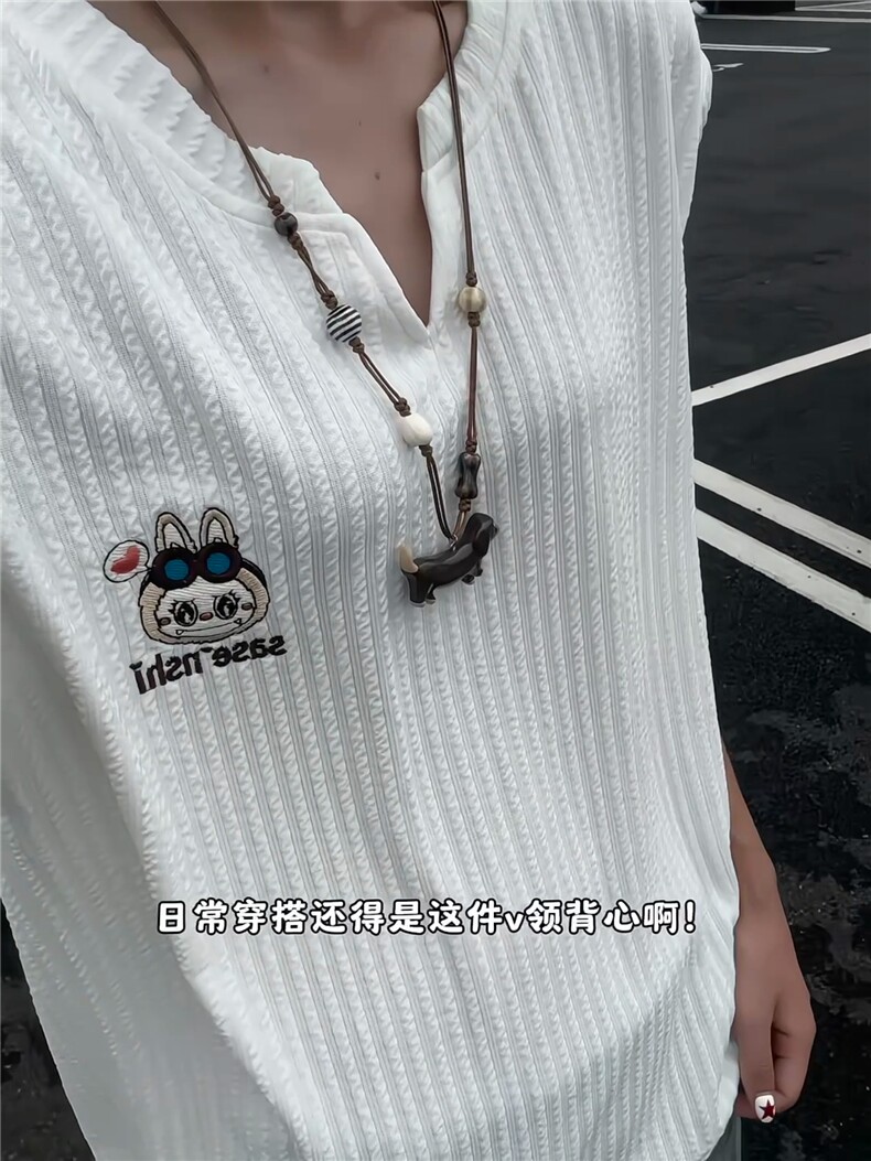 XZ809A/FFF07/P35/控48肌理感绣花labubu背心T恤,男装背心/马甲,星座809A(原222-1)