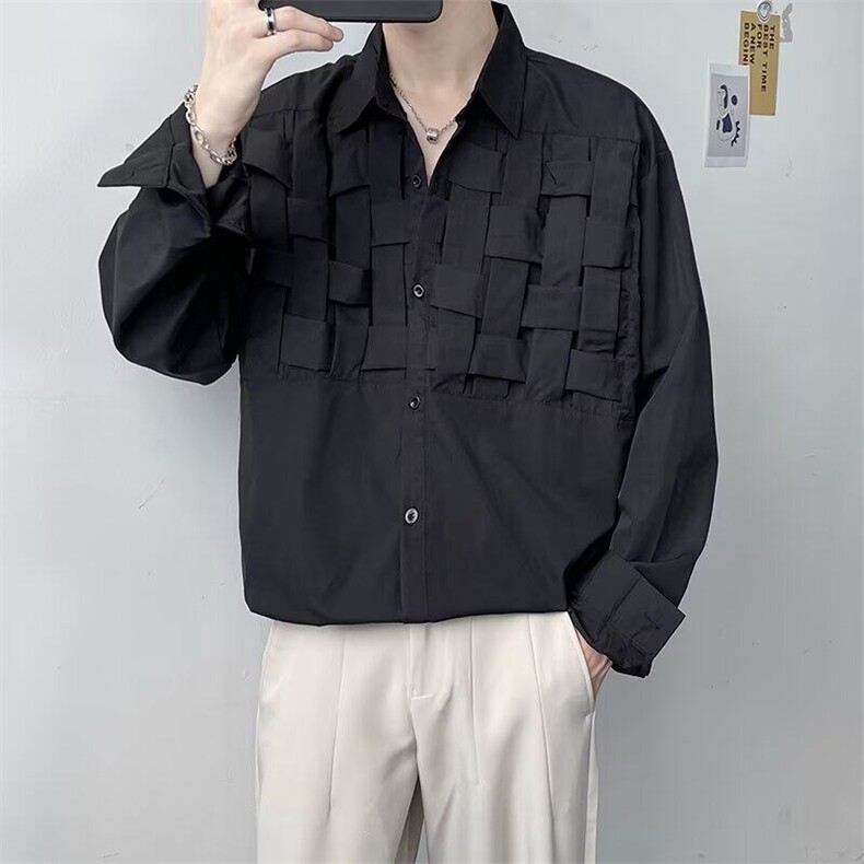 纯色设计感小众衣服男士长袖衬衫青少年秋季男衬衫网图CS765-p40,男装衬衫,星座302B-3