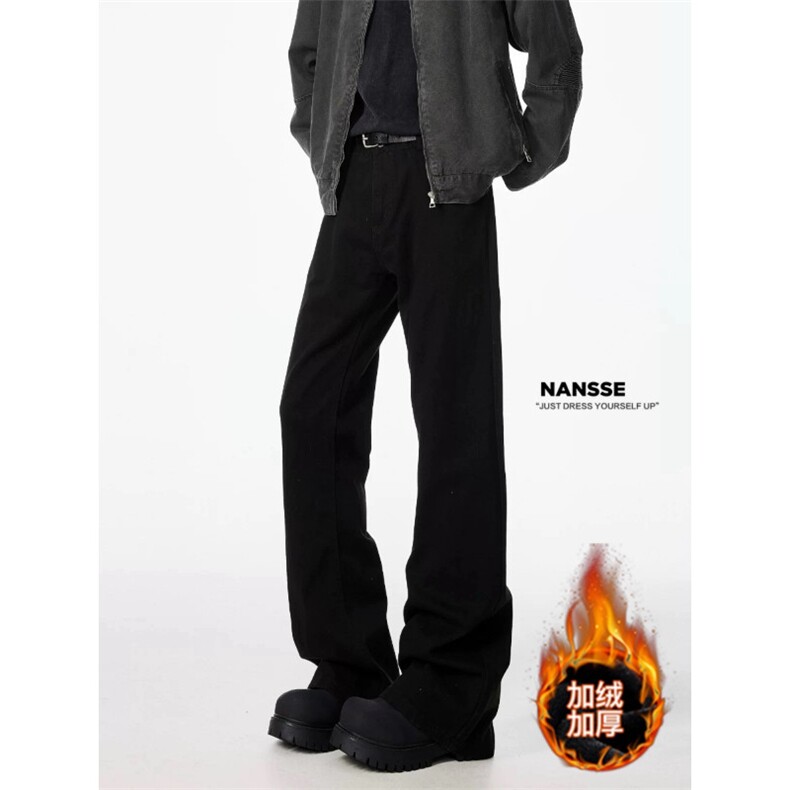 XZ-221-5/K119/P45美式高街修身直筒加绒加厚黑色牛仔裤，男装牛仔裤，星座221-5