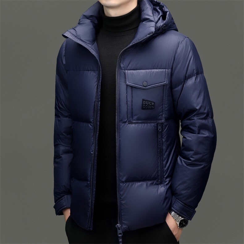 2024冬白鸭绒羽绒服户外男短款加厚帽可脱卸保暖高级外套男士潮服,男装羽绒服,钱塘6003（原4033）
