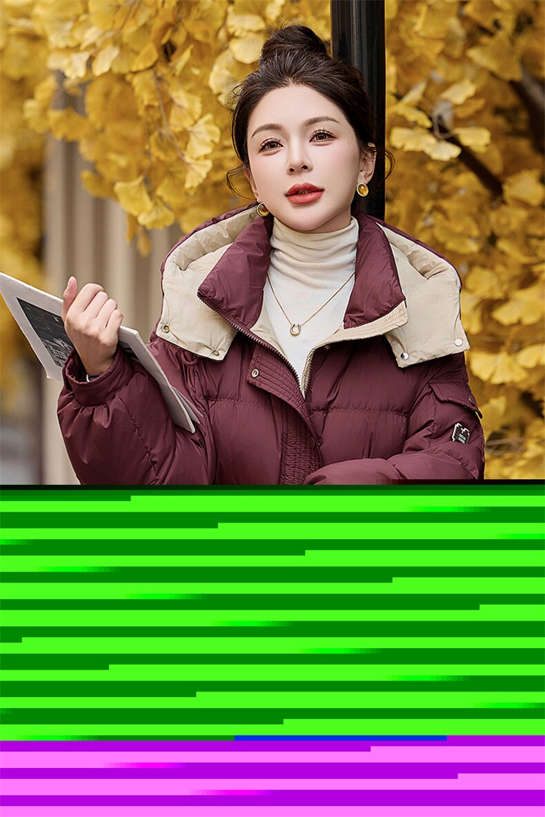 现货2024羽绒服新款冬季官方时尚休闲连帽加厚休闲小个子外套,女装羽绒服,韩然一族