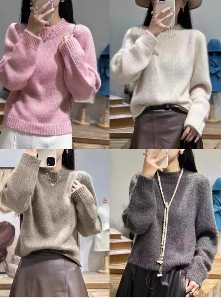 羊毛衫女秋冬新款纯色针织长袖宽松打底羊毛衫,女装羊毛衫,思途羊绒