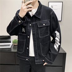 JK923-P70-现货店主风牛仔夹克肥仔量足破洞印花大码，男装夹克，星座103A