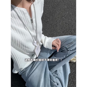 XZ809A/VL666/特P24/控48    美式半拉链肌理感长T恤卫衣图片