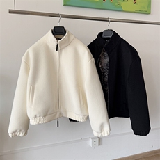 两千件现货到！女模图2025春款加厚高品质双拉头毛呢夹克W2501，男装夹克，电商C313