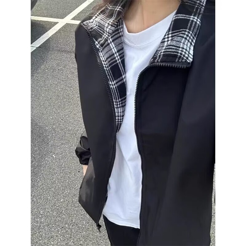 格子拼接夹克棉服男款秋冬加棉加厚高级感棉衣外套立领飞行服棉袄,男装夹克,电商B323A