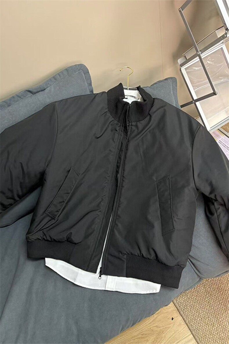 美式cleanfit廓型立领棒球棉服飞行夹克棉衣短款外套男MY6688/P80,男装夹克,电商基地A086