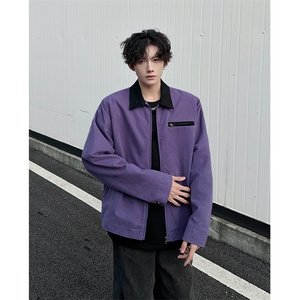 8XL-M春季水洗帆布短款夹克男生vintage美式复古工装外套JK003P98图片