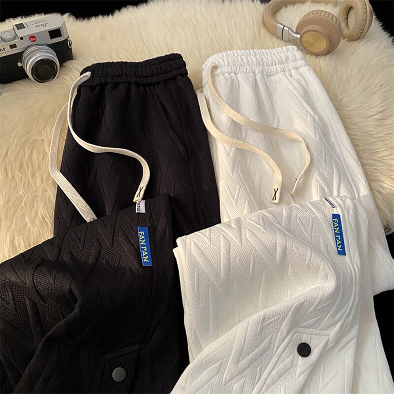 2026春夏装新款现货宽松直筒提花四排扣休闲裤K8722/P45平铺，男装休闲裤，电商A094