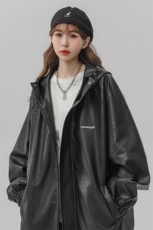 1中性连帽鳄鱼纹PU皮大码M-5XL情侣冲锋衣夹克男JK8744P90控128，女装短外套，星座226-2