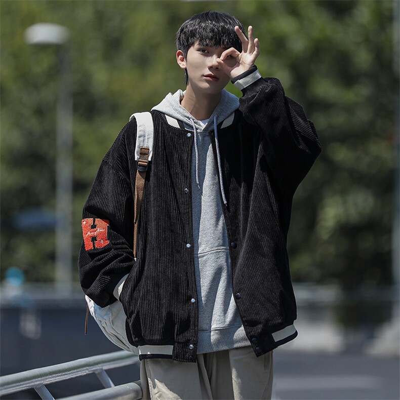 新款男灯芯绒面料百搭设计感cityboy风针织外套WT2407-P85控138图片