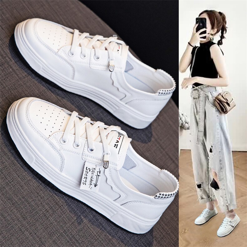 真皮小白鞋女2023新款浅口一脚蹬女式休闲单鞋网红学生韩版女鞋子,女鞋休闲鞋,电商A223