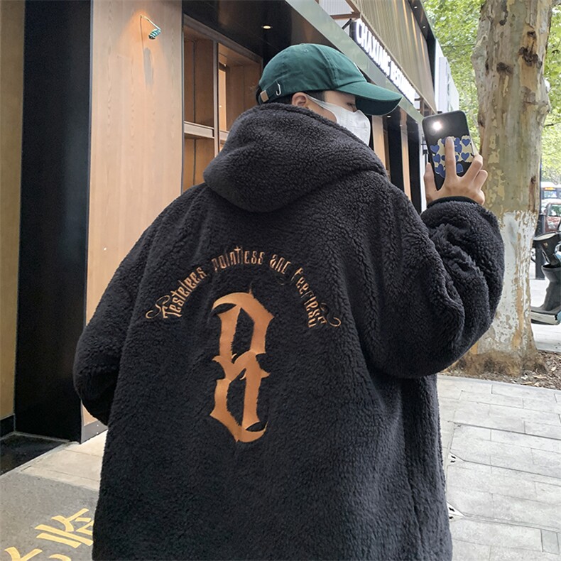 517A-8-Y917-P125 现货刺绣羊羔毛棉衣外套大码图片