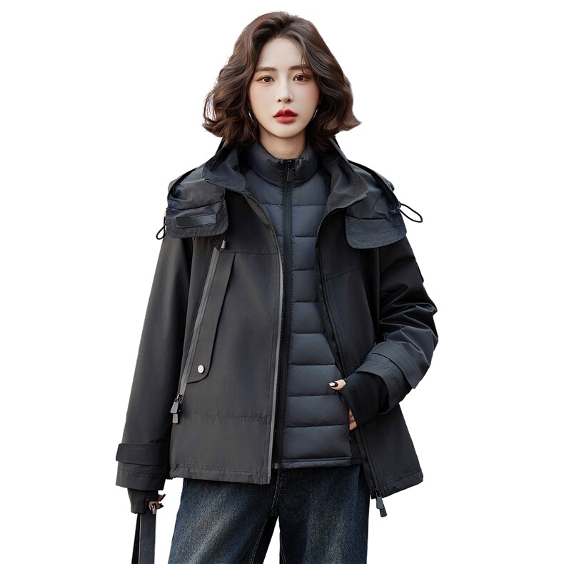 高端鹅绒女两件套2025冬季新款连帽保暖加厚派克服(内含报告）,女装羽绒服,靓衣阁