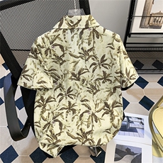 复古美式慵懒风花短袖衬衫男女宽松休闲衬衣外套潮C02413-P25，男装衬衫，星座308B-1
