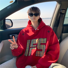 重磅贴布刺绣卫衣大码春秋连帽衫硬挺外套美式休闲上衣WY9108/P65，女装短外套，电商B238