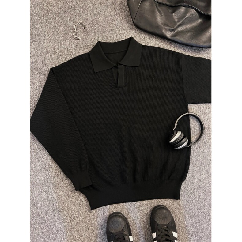 【有货】MY112LL-特P50cleanfit翻领v领毛衣男美式复古针织衫,男装针织衫/毛衣,星座1007（原301D）