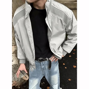 高品质春装新款老钱风美式高街解构立领棒球服飞行夹克潮休闲外套图片