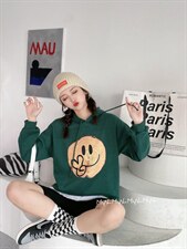 笑脸加绒卫衣，女装卫衣/绒衫，美依菱