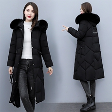羽绒棉衣棉服女街头通勤刺绣纯色长款加厚棉袄修身型2021年冬新款，女装棉衣/棉服，多彩