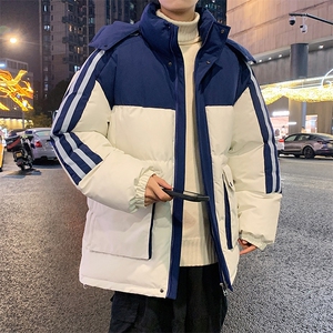 港风潮牌新款织拼色连帽服潮流保暖棉衣M085-P110控159