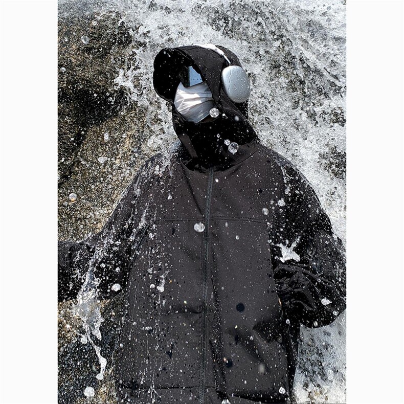 港风大码山系户外男女情侣款防水连帽冲锋衣XZ213-JK9902-P75控98图片