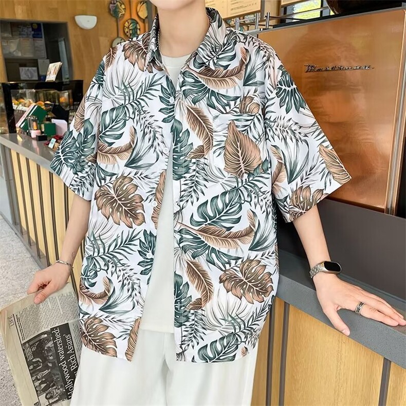 夏季男士印花短袖衬衫四面弹个性衬衣外套,男装衬衫,星座1013