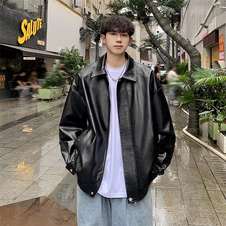 秋季皮衣男Q2499-TP5588港风高街vibe风休闲宽松皮夹克男,男装夹克,电商A102