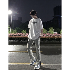 B221美式ins高街暗黑拉链小脚弹力破洞牛仔裤LK23060-P65控88，男装牛仔裤，电商B221